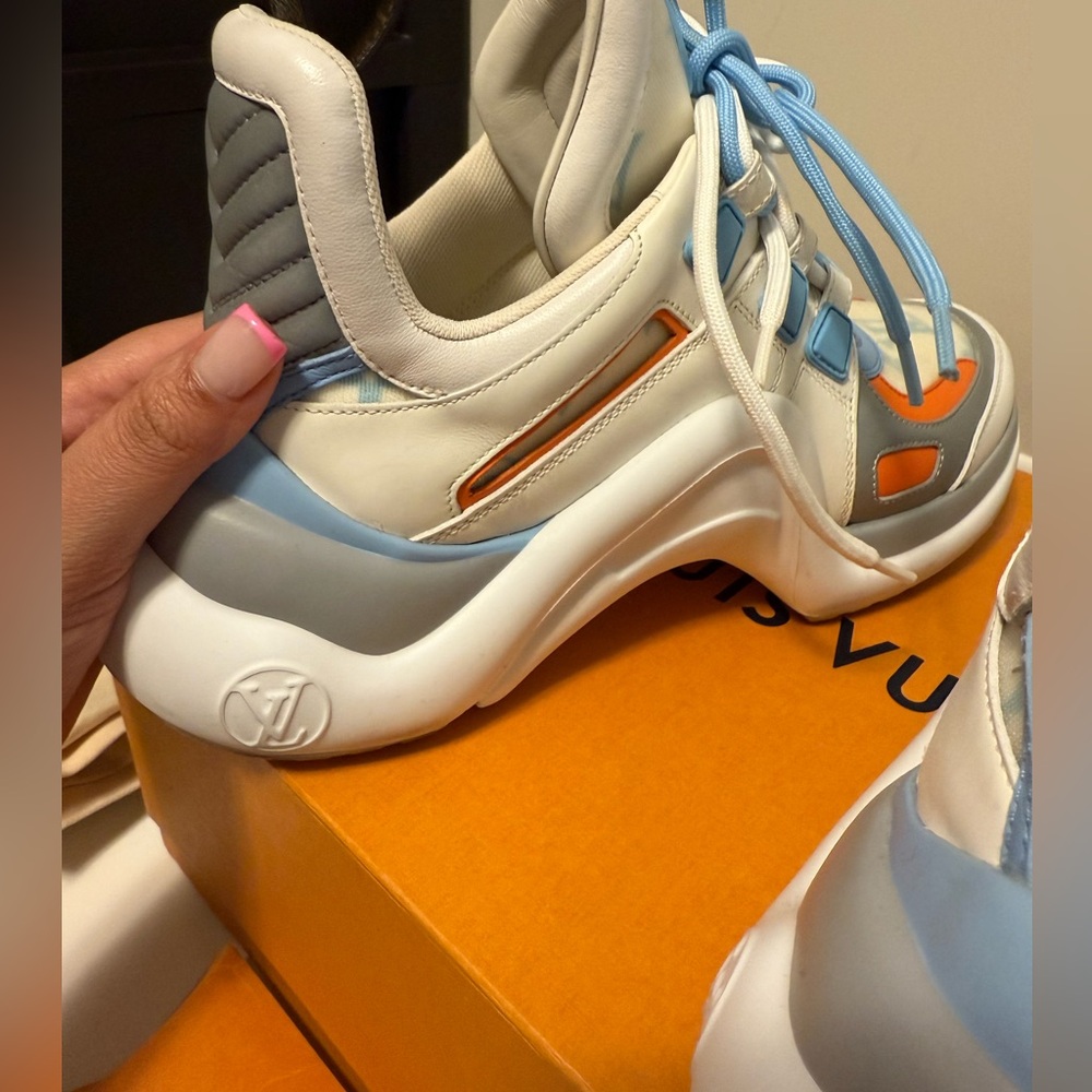 Calfskin LV Archlight Gradient Sneakers 37 Light Blue Orange - Picture 8 of 8